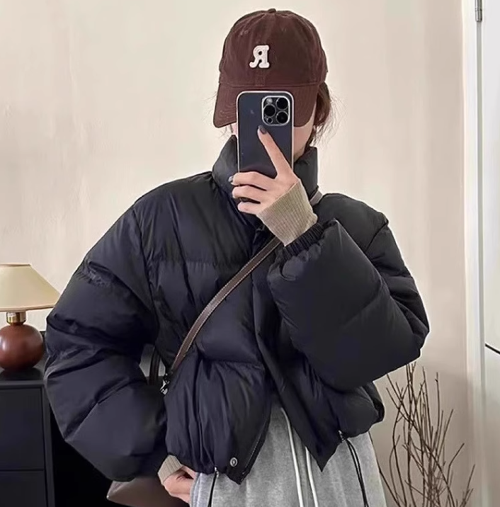 Stand Collar Cut Out Puffer Jacket